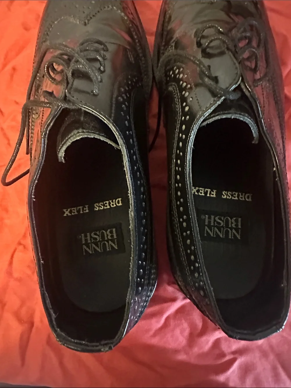 Nunn Bush Black Leather Wingtip Dress Flex Oxfords